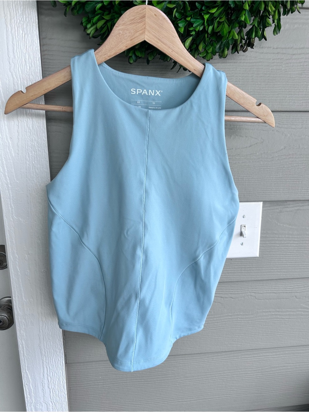 SPANX mint blue High Neck Shelf Tank compression xs